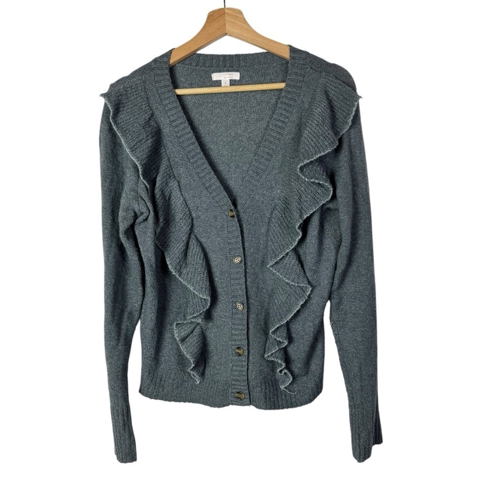 LC‎ Lauren Conrad Gray Ruffle Front Cardigan Sweater S